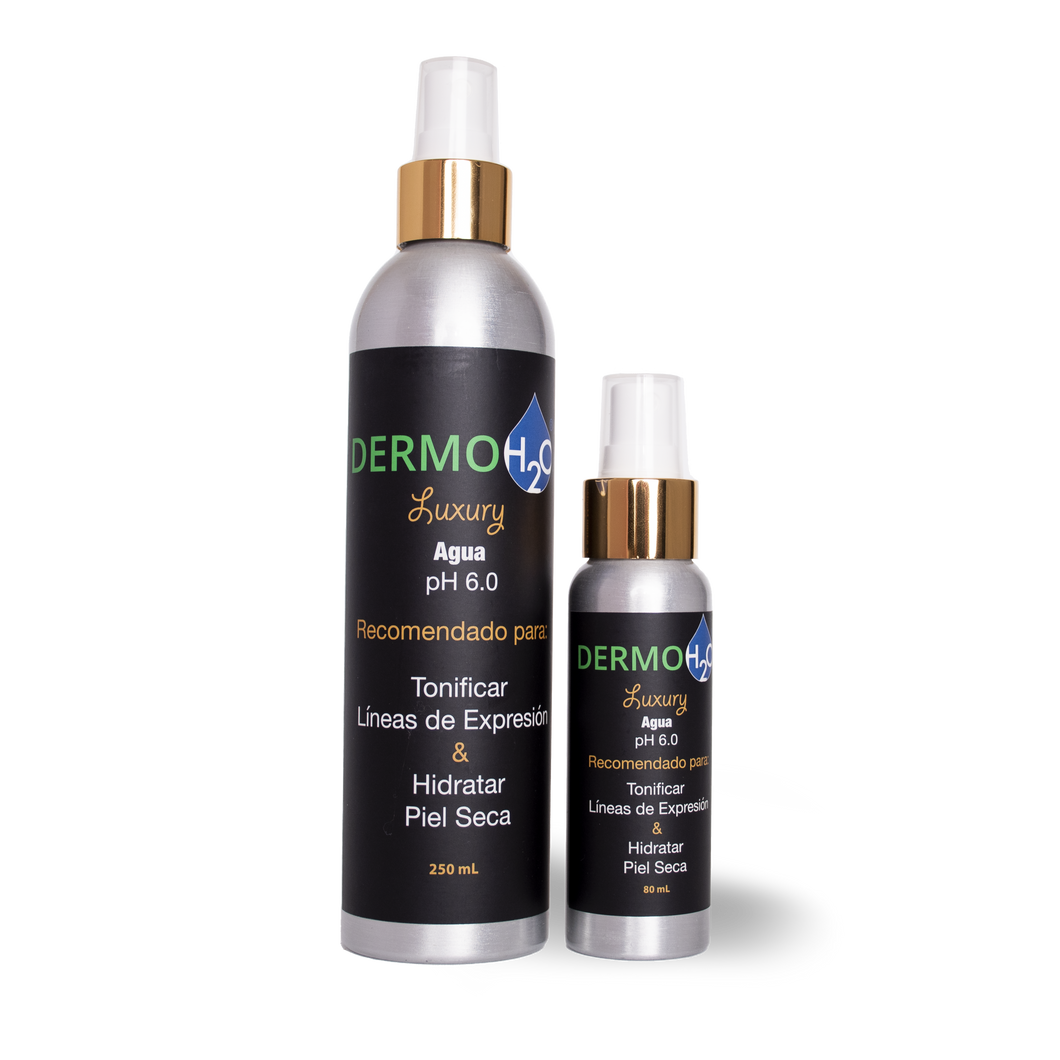 ¡SUPER OFERTA! SOLO DICIEMBRE 2024! Combo Dermo H2O Luxury pH 6.0 - Spray Antiarrugas (250 mL + 80 mL) para Hidratar Piel Seca y Suavizar Líneas de Expresión